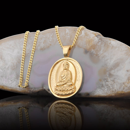 Goddess of Mercy Necklace, Buddha Pendant, Buddha Silver Necklace, Religious Necklace, Buddhist Gift - view 1