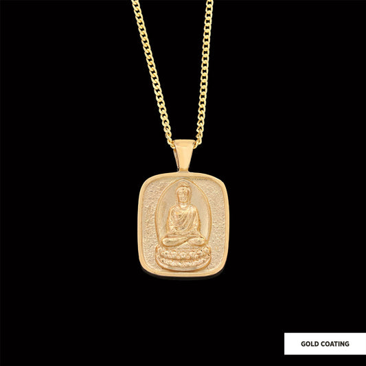 Goddess of Mercy Pendant, Buddha Necklace, Buddha Silver Necklace, Buddhist Gift, Religious Necklace Gold Coating