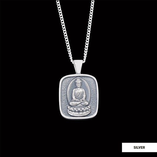 Goddess of Mercy Pendant, Buddha Necklace, Buddha Silver Necklace, Buddhist Gift, Religious Necklace Silver