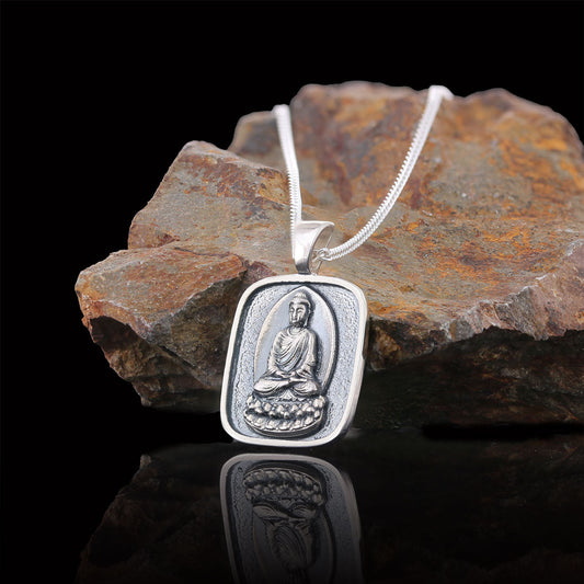 Goddess of Mercy Pendant, Buddha Necklace, Buddha Silver Necklace, Buddhist Gift, Religious Necklace
