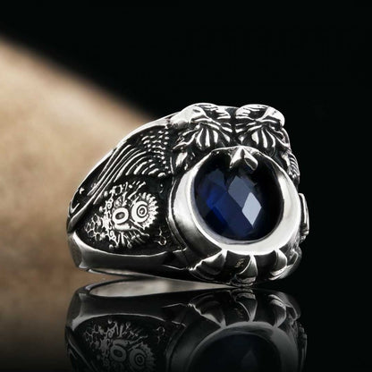 Gokturk Ottoman Ring Crescent Moon & Eagle by SWISS PLUS - Ottoman Jewelry Collection