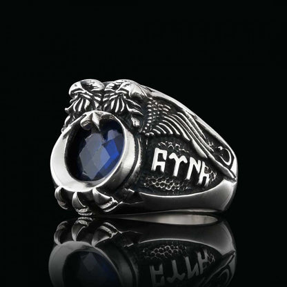 Gokturk Ottoman Ring Crescent Moon & Eagle by SWISS PLUS - Ottoman Jewelry Collection - view 2