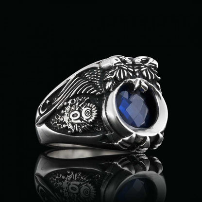Gokturk Ottoman Ring Crescent Moon & Eagle by SWISS PLUS - Ottoman Jewelry Collection - view 3