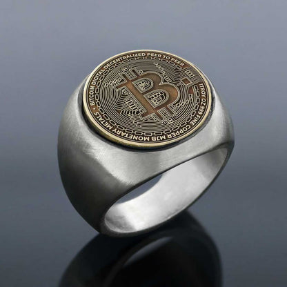 Gold Bitcoin Souvenir Ring by SWISS PLUS - Bitcoin Jewelry Collection - view 3