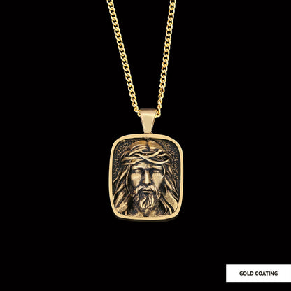 Gold Plated Jesus Jewelry, Jesus Silver Pendant, Men's Religious Gift Christian Necklace, Unisex Jesus Pendant Gold Coating b