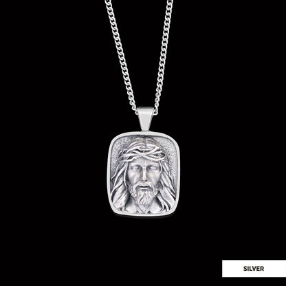 Gold Plated Jesus Jewelry, Jesus Silver Pendant, Men's Religious Gift Christian Necklace, Unisex Jesus Pendant by SWISS PLUS 