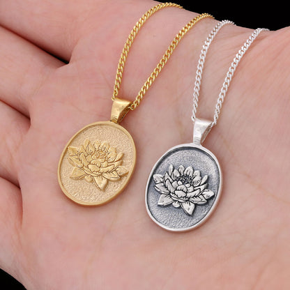 Gold Plated Silver Lotus Flower Necklace, Birth Flower Lotus Pendant, Charm Lotus Jewelry, Gift for Woman Gold Coating by SWI