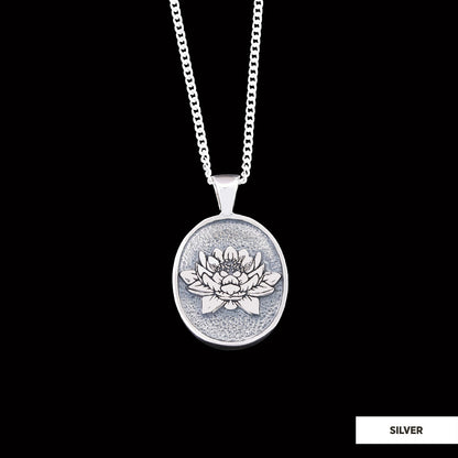 Gold Plated Silver Lotus Flower Necklace, Birth Flower Lotus Pendant, Charm Lotus Jewelry, Gift for Woman Silver by SWISS PLU