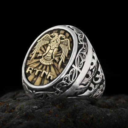 Great Seljuk Empire Eagle Silver Vintage Turkish Men Ring by SWISS PLUS - Ottoman Jewelry Collection
