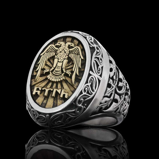 Great Seljuk Empire Eagle Silver Vintage Turkish Men Ring - view 2