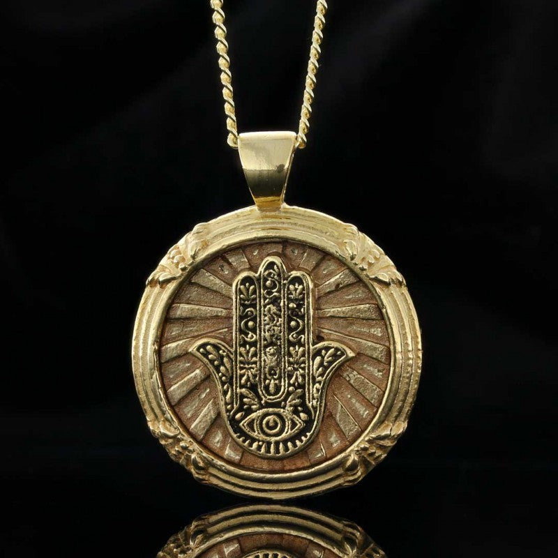 925 Sterling Silver Round Hamsa Pendant by SWISS PLUS - Jewish Collection - view 2