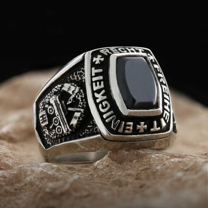 Hand Made Einigkeit Recht Freiheit Germany Ring by SWISS PLUS - Military Rings