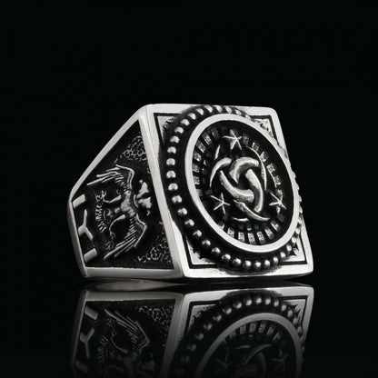 Hand Made Square Engraved Ottoman Ring by SWISS PLUS - Ottoman Jewelry Collection - view 2