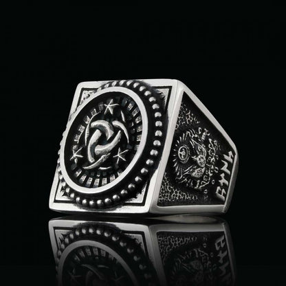 Hand Made Square Engraved Ottoman Ring by SWISS PLUS - Ottoman Jewelry Collection - view 3
