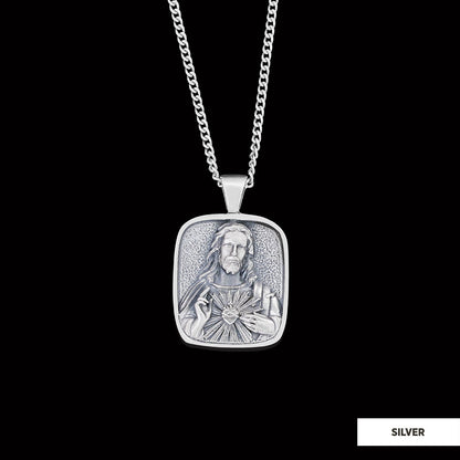 Handcrafted Square Jesus Necklace, Christ Religious Pendant, Christian Necklace, Religious Jewelry, Christ Gold Plated Pendan