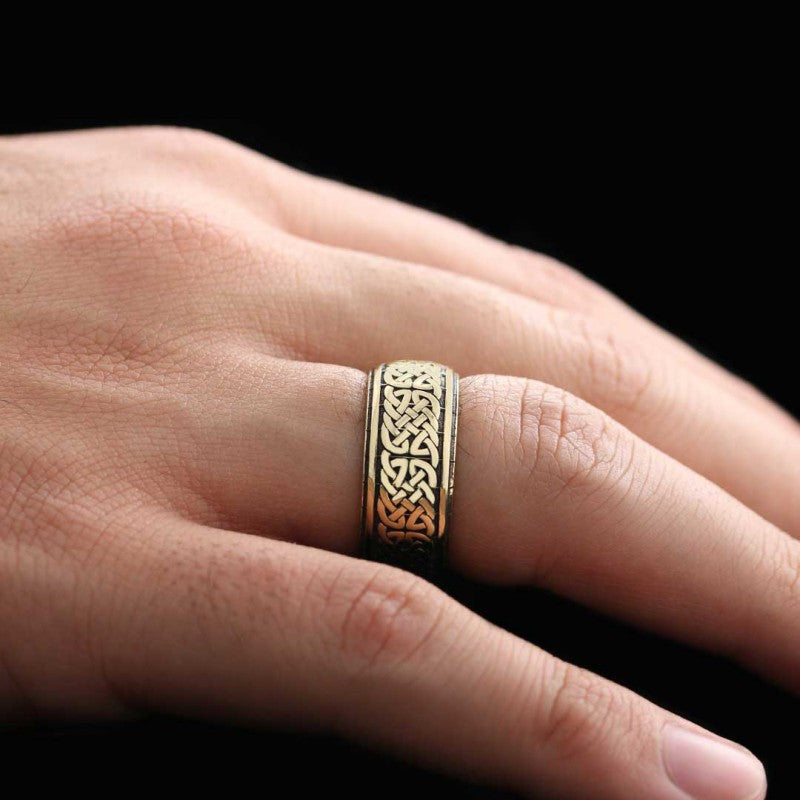 Handcrafted Wicker Pattern Silver Wedding Ring - view 7