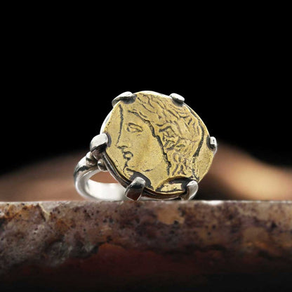 Handmade 925 Sterling Silver Orpheus Coin Women Ring by SWISS PLUS - 925 Sterling Silver Rings for Men & Women