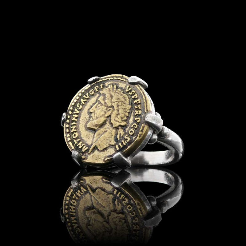 Handmade Antoninus Pius Aureus Roma Coin Women Ring