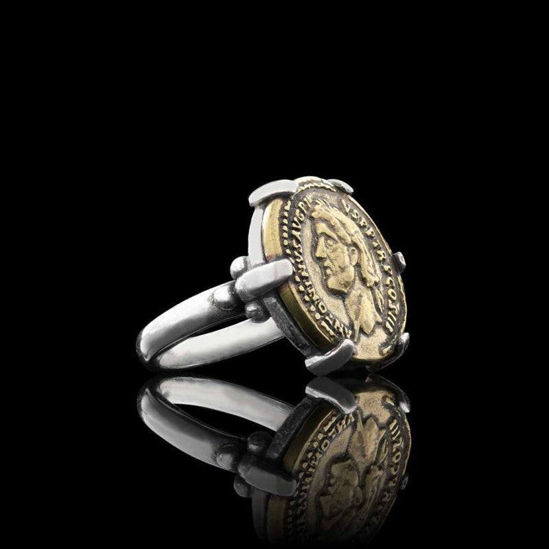 Handmade Antoninus Pius Aureus Roma Coin Women Ring - view 3