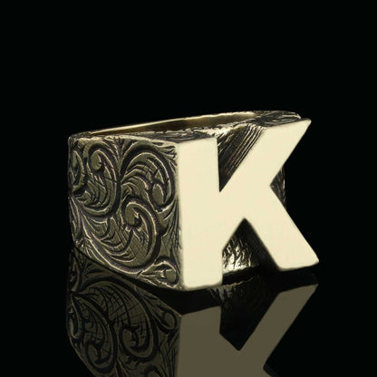 Handmade Celtic Sterling Silver Letter K Ring by SWISS PLUS - Letter Collection - view 6