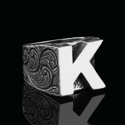 Handmade Celtic Sterling Silver Letter K Ring by SWISS PLUS - Letter Collection - view 7