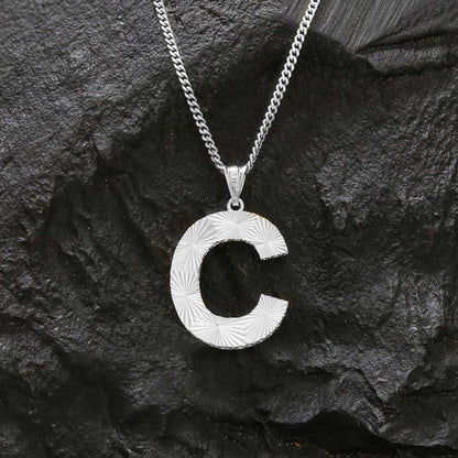 Handmade Custom Design Silver Letter Monogram C Pendant by SWISS PLUS - Letter Collection - view 3