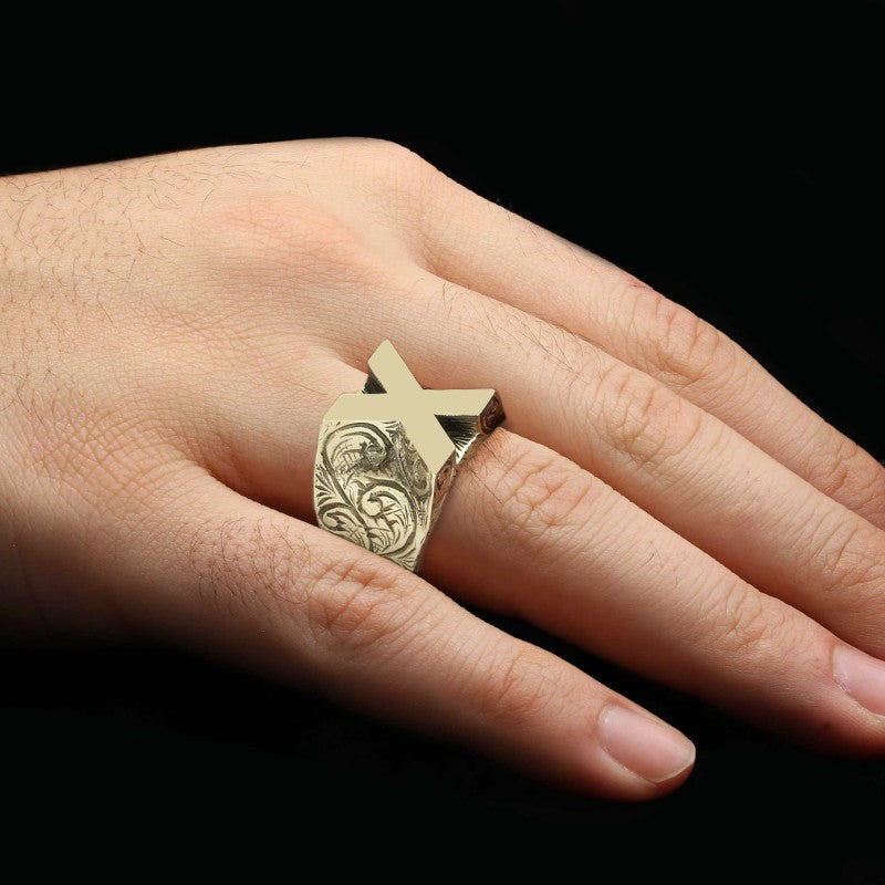 Handmade Silver Celtic Letter X Ring - view 3
