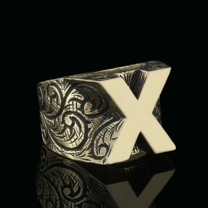 Handmade Silver Celtic Letter X Ring by SWISS PLUS - Letter Collection - view 6