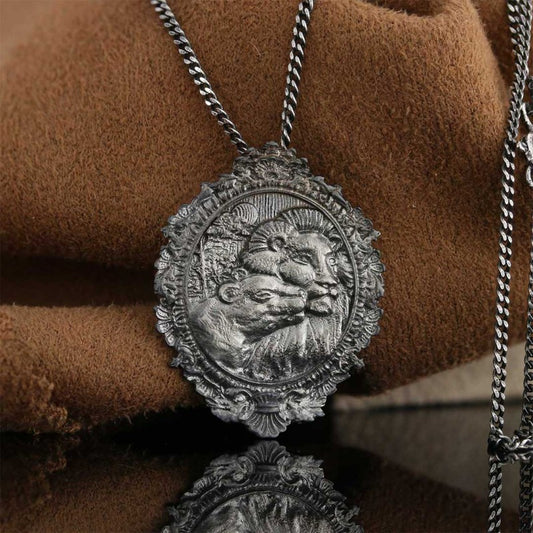 Handmade Silver Lion Pendant - view 1