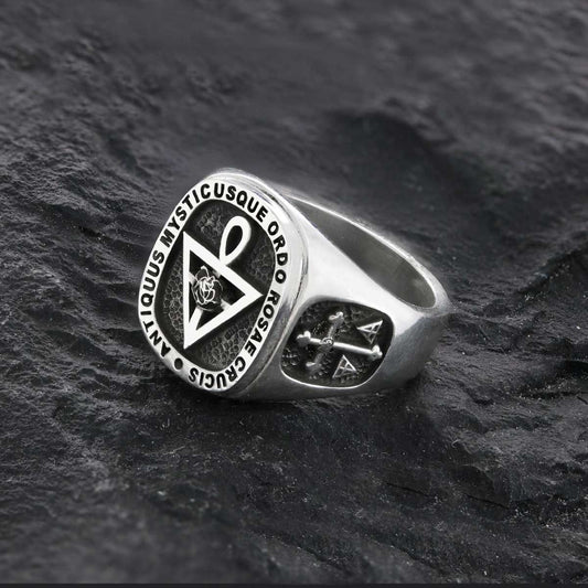 Handmade Silver Special Design Rosae Crucis Mason Ring