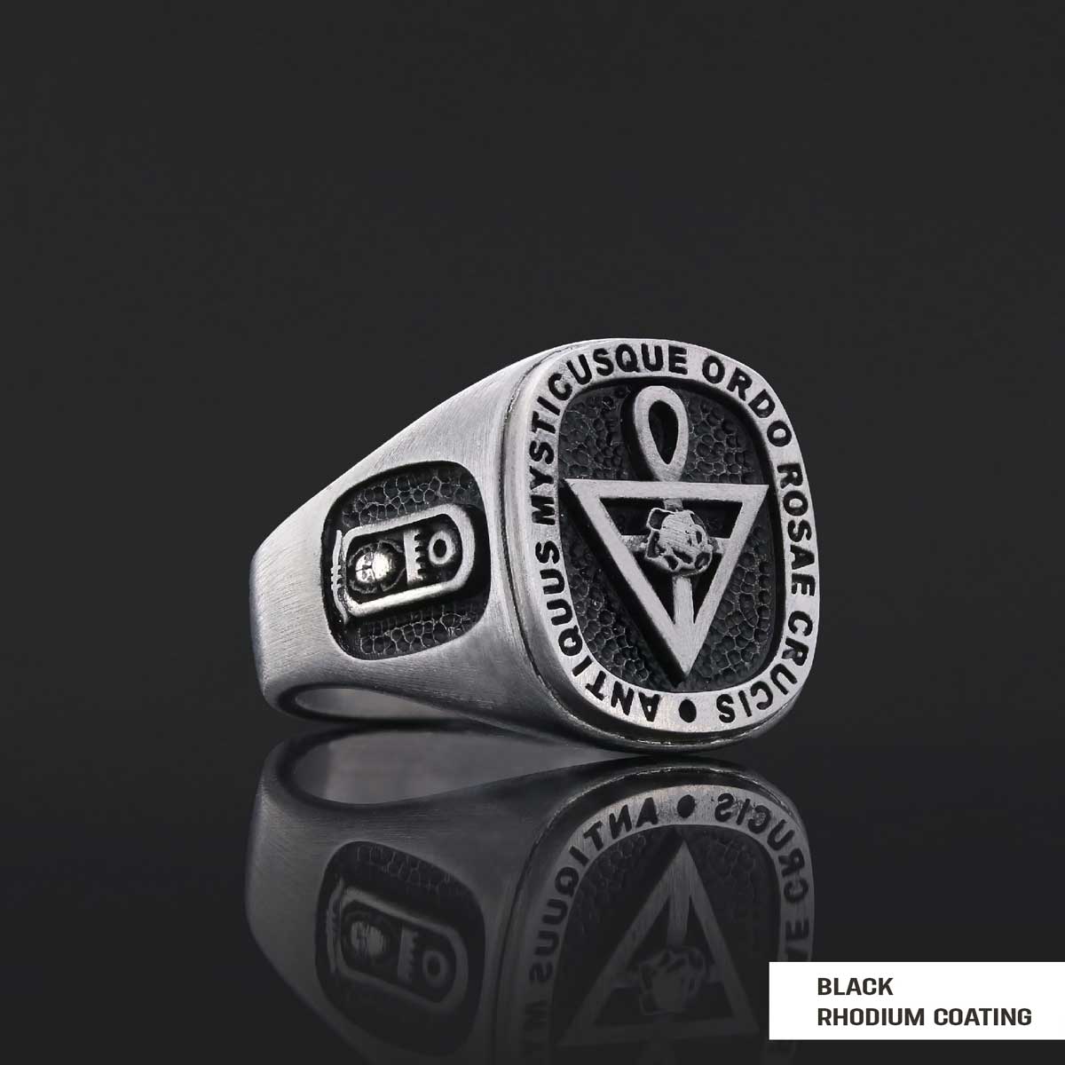 Handmade Silver Special Design Rosae Crucis Mason Ring by SWISS PLUS - Mason Collection - view 2