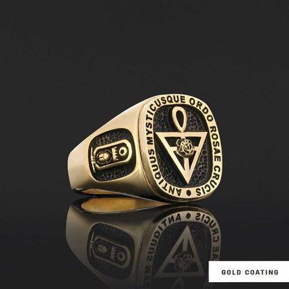 Handmade Silver Special Design Rosae Crucis Mason Ring by SWISS PLUS - Mason Collection - view 4