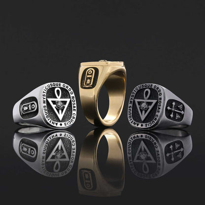 Handmade Silver Special Design Rosae Crucis Mason Ring by SWISS PLUS - Mason Collection - view 5