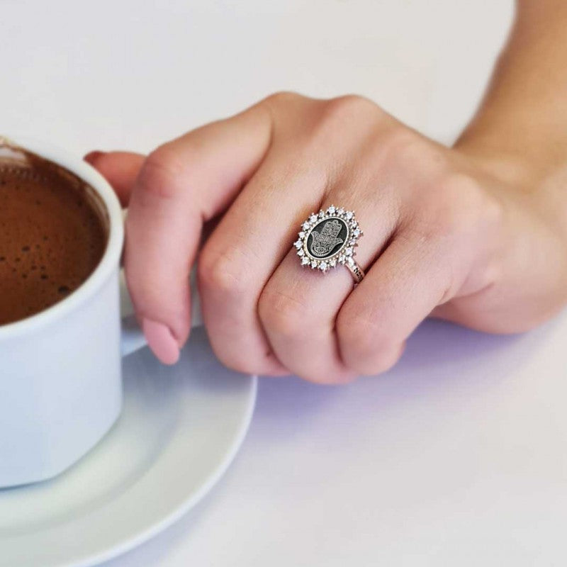 Handmade Special 925 Sterling Silver Hamsa Women Ring