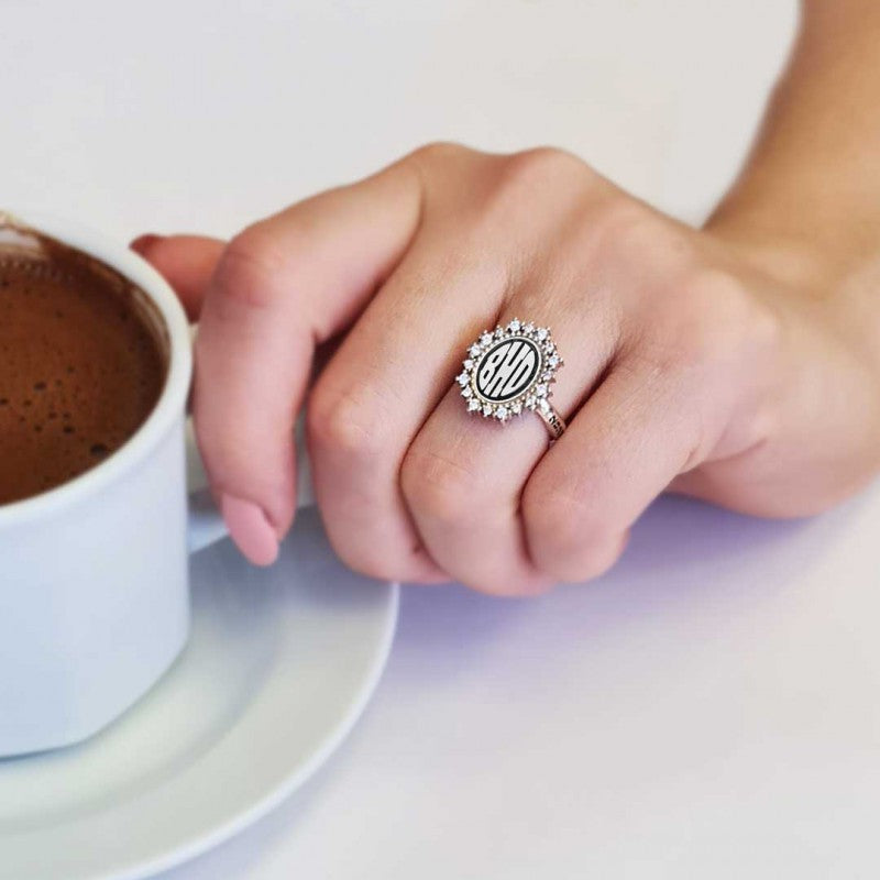Handmade Special 925 Sterling Silver Monogram Letter Women Ring