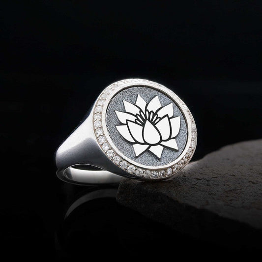 Handmade Special 925 Sterling Silver Round Women Lotus Ring