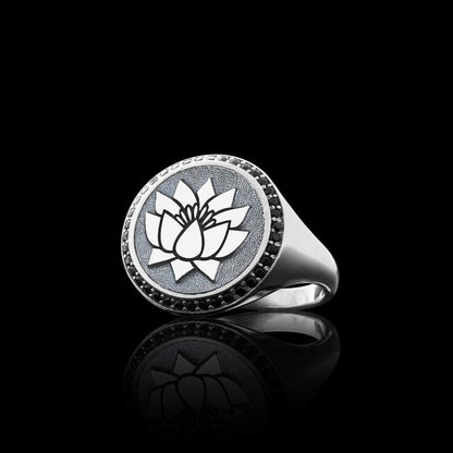 Handmade Special 925 Sterling Silver Round Women Lotus Ring by SWISS PLUS - 925 Sterling Silver Rings for Men & Women - view 