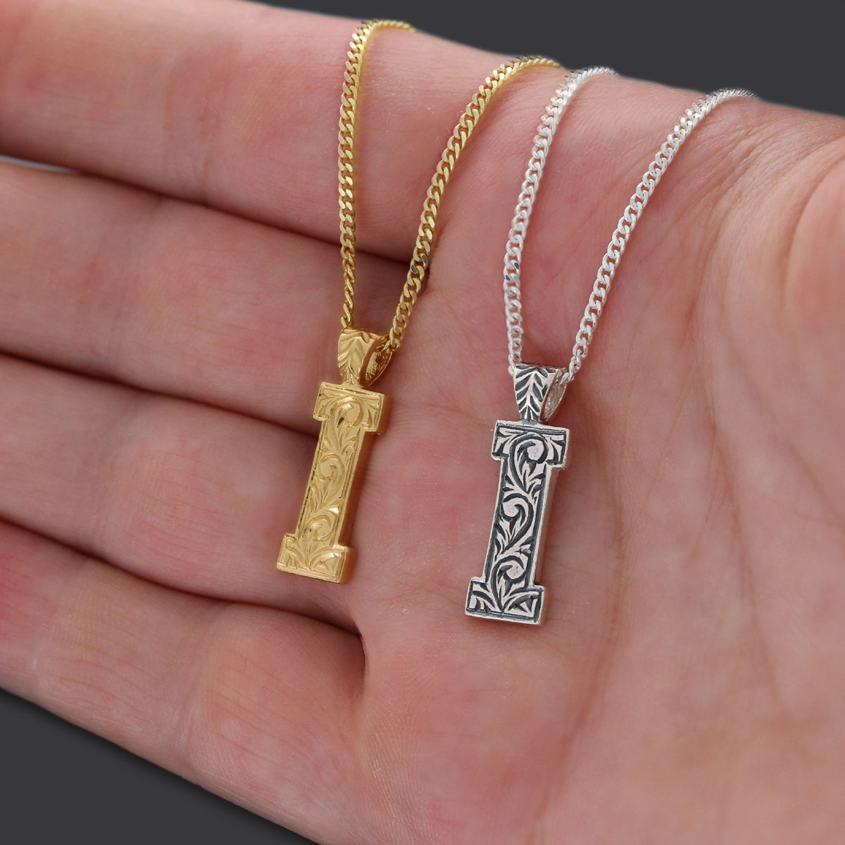 Handmade Special Design 925 Sterling Silver Letter Monogram I Necklace - view 4