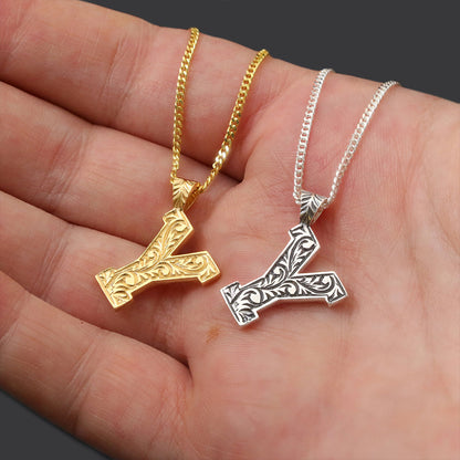 Handmade Special Design Sterling Silver Monogram Y Letter Necklace by SWISS PLUS - Letter Collection - view 5