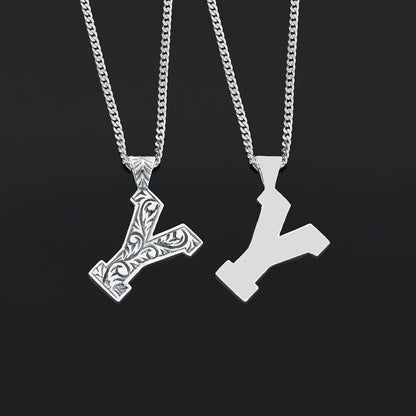 Handmade Special Design Sterling Silver Monogram Y Letter Necklace by SWISS PLUS - Letter Collection - view 3