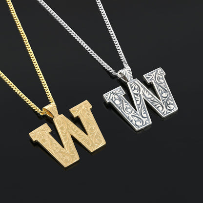 Handmade Sterling Silver Monogram W Letter Necklace by SWISS PLUS - Letter Collection - view 6
