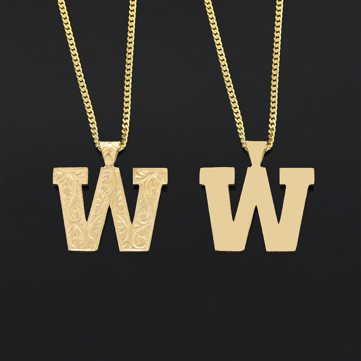 Handmade Sterling Silver Monogram W Letter Necklace by SWISS PLUS - Letter Collection - view 2