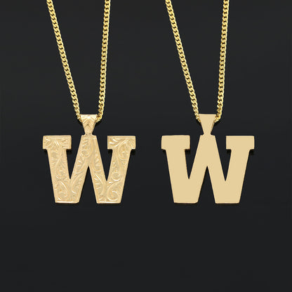 Handmade Sterling Silver Monogram W Letter Necklace by SWISS PLUS - Letter Collection - view 2