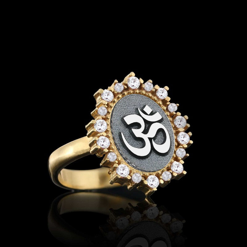 Handmade Stone Oval 925 Sterling Silver Om Buddha Women Ring