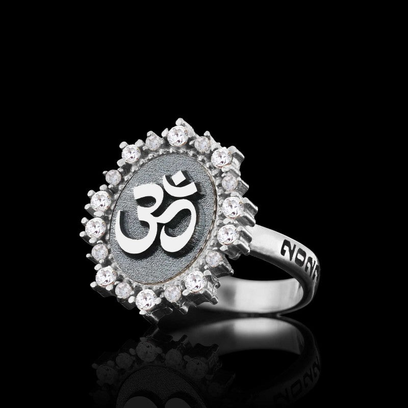 Handmade Stone Oval 925 Sterling Silver Om Buddha Women Ring