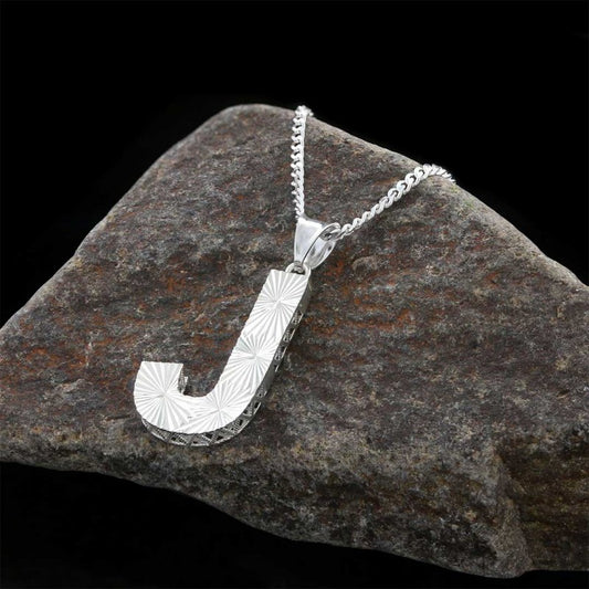 Handmade Unisex Special Design 925 Sterling Silver Monogram J Letter Necklace