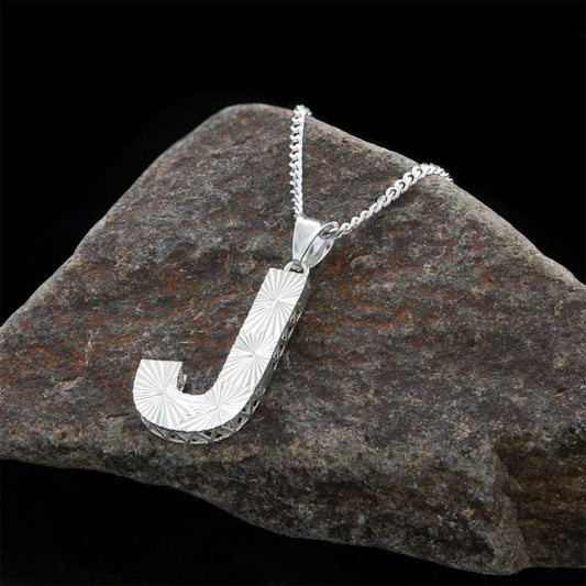 Handmade Unisex Special Design 925 Sterling Silver Monogram J Letter Necklace
