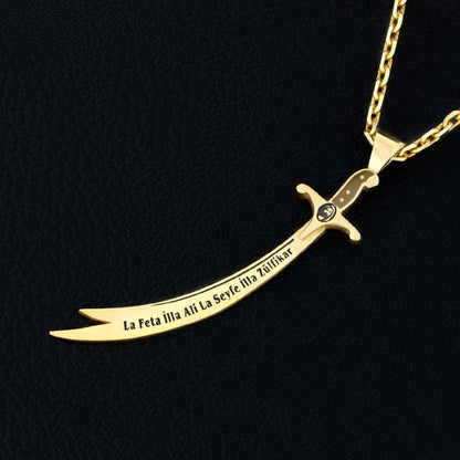 Hazrat Ali Sword Pendant, Handmade Zulfiqar Necklace, Muslim Silver Necklace by SWISS PLUS - Islamic Collection - view 4