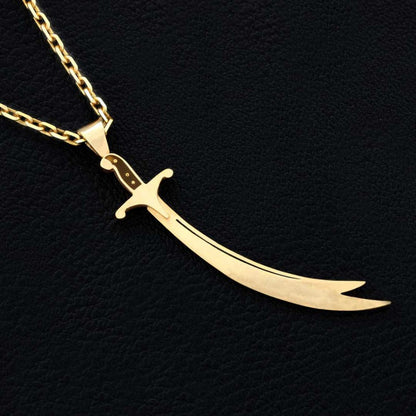 Hazrat Ali Sword Pendant, Handmade Zulfiqar Necklace, Muslim Silver Necklace by SWISS PLUS - Islamic Collection - view 5