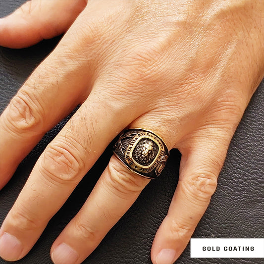 Hazrat Ali Lion Ring, Dhulfiqar Sword Round Ring, Islamic Zulfiqar Sword Jewelry, Zulfiqar Face Ring Jewelry, Muslim Silver Ring Gold